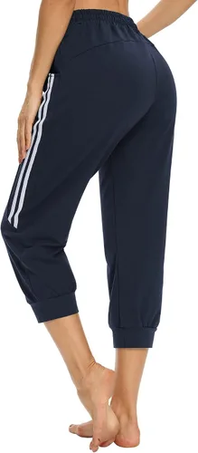 Miniatura 3 de KaiDi Pantalones capri para mujer, pantalones capri casuales con bolsillos, pantalones capri para yoga, pantalones de entrenamiento con cordón