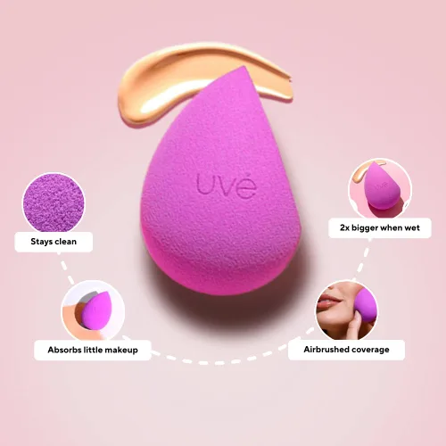 Miniatura 4 de UVé Beauty Sponge - Licuadora de maquillaje, paquete de 3, esponjas de maquillaje violeta para mezclar bases, polvos y cremas, el aplicador Paquete