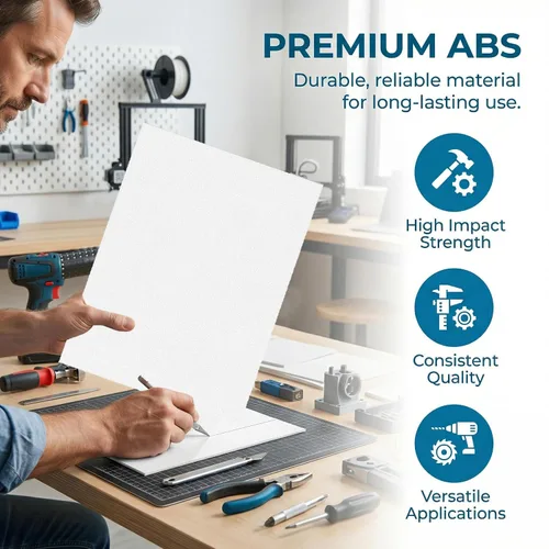 Miniatura 6 de Hiceeden Paquete de 6 láminas de plástico ABS de 12 x 16 x 0.06 pulgadas, hojas de plástico flexible moldeables, hojas de plástico ABS
