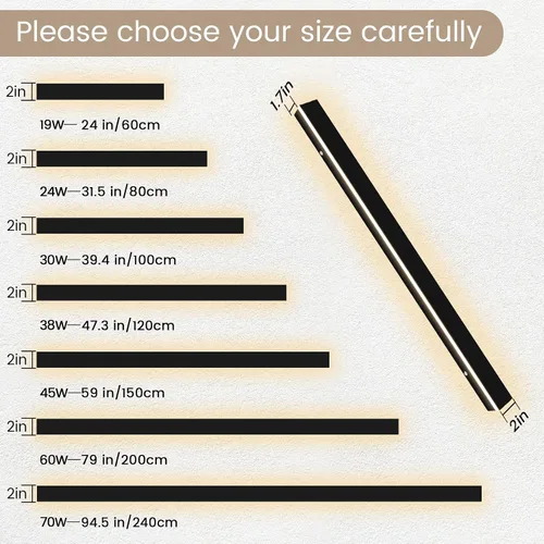 Miniatura 2 de Paquete de 2 lámparas de pared modernas de 79 pulgadas, luces de pared negras para exteriores, para casa, aplique de pared exterior lineal de rayas