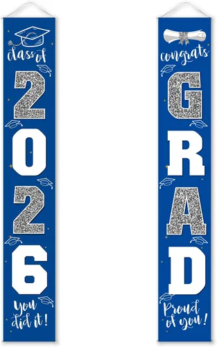 Miniatura 16 de Decoraciones de graduación 2026, cartel de porche negro dorado para clase de 2026, suministros de fiesta de graduados