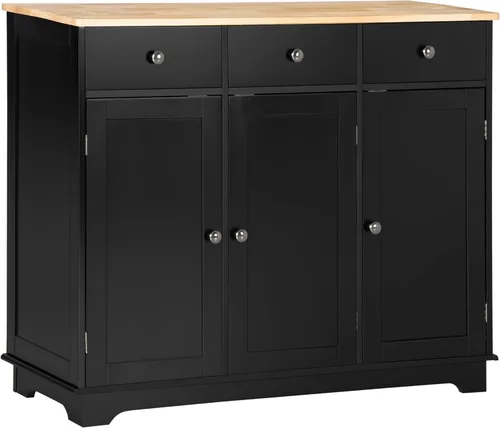 Miniatura 13 de HOMCOM Aparador de buffet con encimera de madera maciza, gabinete de almacenamiento de cocina moderno, gabinete de barra de café con 2 cajones, Negro