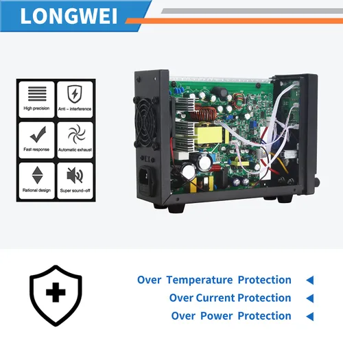 Miniatura 5 de LONGWEI Fuente de alimentación de CC variable, 30 V 10 A, 4 pantallas LED digitales, fuente de alimentación de conmutación regulada ajustable
