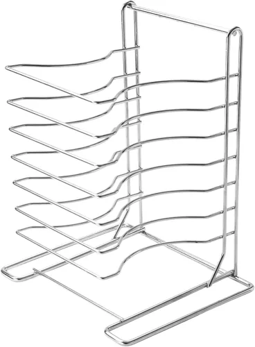 American Metalcraft 19107 - Estante para pizza de 7 niveles, acero cromado - Montaje en pared o diseño independiente, 15 pulgadas de alto x 10