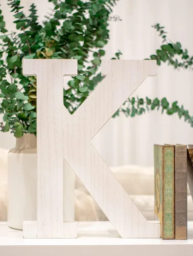 Miniatura 15 de BARNWOODUSA LLC Letras rústicas grandes del alfabeto, monograma de madera de pie para decoración de mantel y chimenea, bloques decorativos de letras
