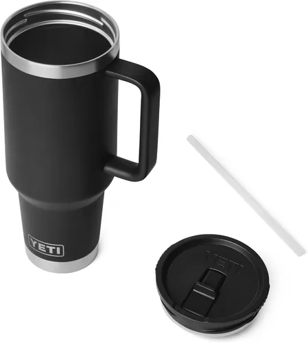 Miniatura 3 de YETI Rambler - Taza de viaje de 40 onzas con tapa abatible y pajilla, acero inoxidable, aislada al vacío, a prueba de fugas, apta para portavasos