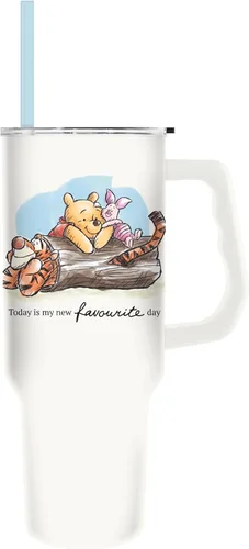 Miniatura 30 de Silver Buffalo Adventure Time With BMO - Vaso de acero inoxidable de doble pared con asa y pajilla, cabe en portavasos estándar, 40 onzas