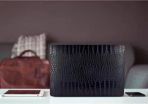Miniatura 6 de Compatible con Funda para MacBook Air de 13 Pulgadas con Diseño de Cocodrilo 2021 2020 2019 2018 M1 A2337 A2179 A1932, Texturizada Elegante Lujosa