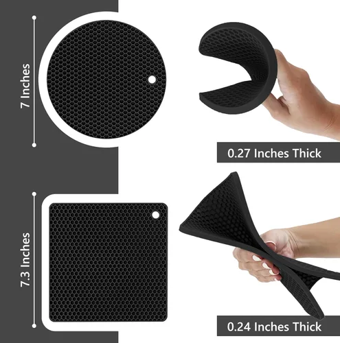 Miniatura 6 de Salvamanteles de silicona para platos calientes, ollas, sartenes (paquete de 4) - Portaollas resistentes al calor para encimeras de cocina - 2