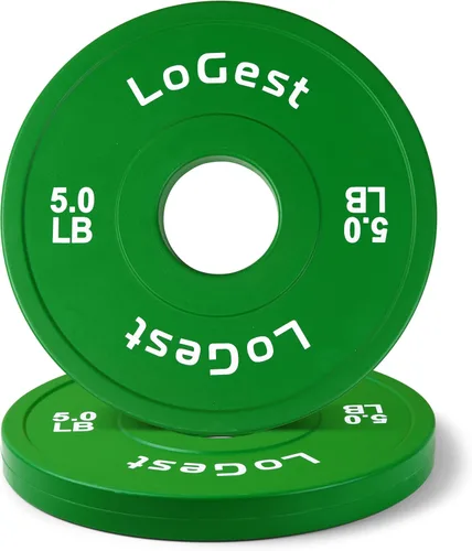 Miniatura 10 de Logest Par de platos olímpicos, juego de 2 discos de pesas para barras olímpicas, perfectos para placas de entrenamiento de fuerza, aumento