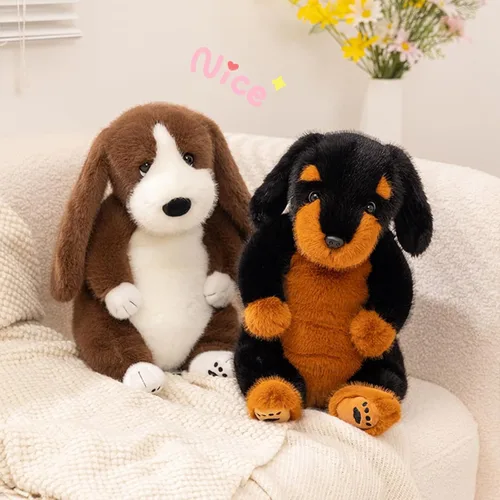 Miniatura 5 de PEACH CAT Basset Hound - Animal de peluche de perro de 14 pulgadas, lindos peluches de peluche suave, regalos para niños, marrón