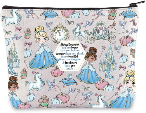 WZMPA Magical Princess - Bolsa de cosméticos de Scullery Maid para fanáticos, regalo You Are Braver Stronger Beautiful Than You Know, bolsa de