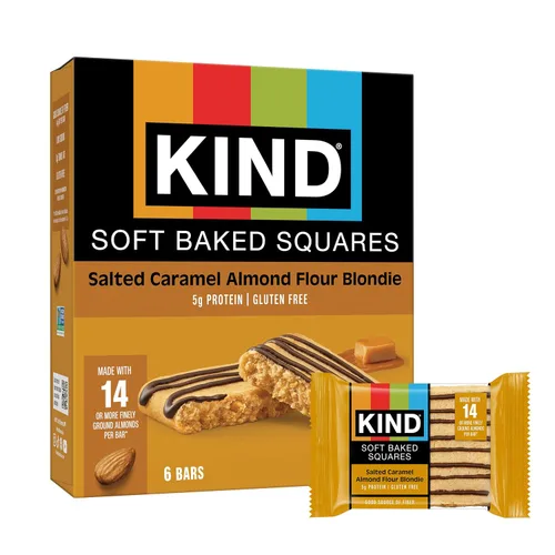Miniatura 8 de KIND Cuadrados horneados suaves, brownie de harina de almendras y chocolate, sin gluten, barras de aperitivos saludables, 0.18 onzas de proteína, 6