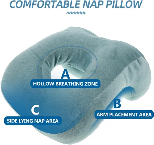 Miniatura 7 de PRETYZOOM Almohada ergonómica boca abajo para cirugía ocular, siesta de oficina, diseño de espuma viscoelástica para alivio de cuello y hombros