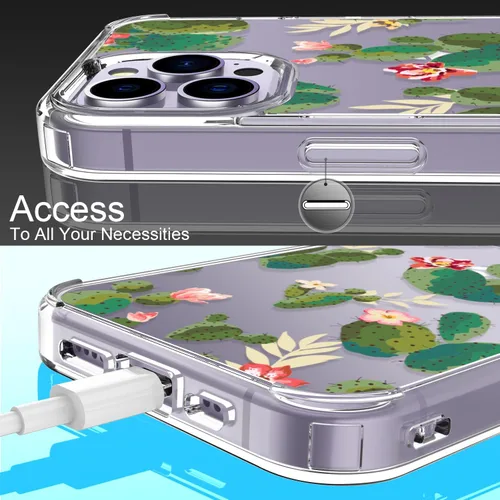 Miniatura 5 de LUHOURI Funda diseñada para iPhone 14 Pro Max con protector de pantalla, acrílico transparente para mujeres y niñas, funda protectora de ajuste