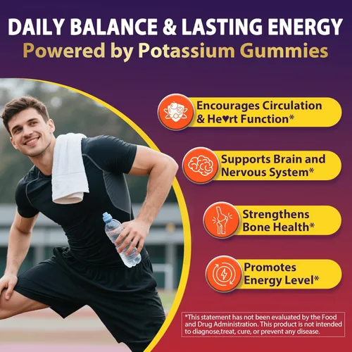 Miniatura 6 de Suplemento de citrato de potasio y gluconato de potasio, 1200mg Dos formas de gomitas de potasio, con magnesio, Omega-3, calcio, vitamina D3 K2 B12