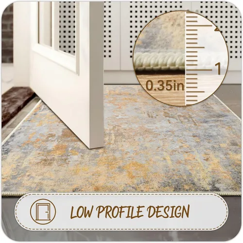 Miniatura 5 de Tapete de entrada de 2 x 3 pulgadas, color dorado beige, para entrada interior, 24 x 36 pulgadas, lavable y pequeño, para suelo de cocina, entrada