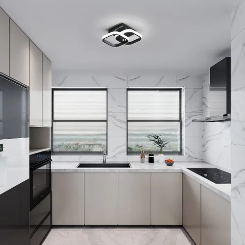 Miniatura 4 de Lámpara de techo LED moderna, 9 pulgadas, cuadrada, 6500 K, blanco frío, negro, mini lámpara de techo para pasillo, dormitorio, cocina, balcón