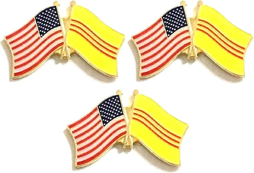 Miniatura 21 de 3 Pines de solapa con banderas de Estados Unidos y países internacionales, paquete de 3 pines dobles con diseño de banderas de Estados Unidos