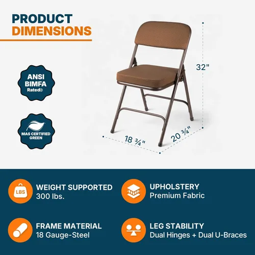 Miniatura 3 de OEF Furnishings Serie OEF3200 - Sillas plegables de tela de alta calidad, resistentes, de grado industrial, asiento ultra acolchado de 2 pulgadas