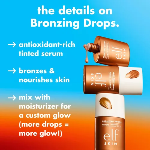 Miniatura 2 de e.l.f. SKIN - Gotas bronceadoras, bronceador líquido para rostro y piel, crea un brillo bañado por el sol, infundido con vitamina E, vegano y libre