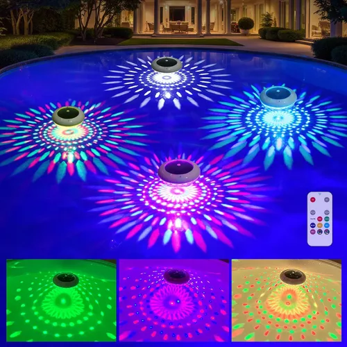 Miniatura 9 de Luces flotantes para piscina con control remoto, luces solares RGB de 6.5 pulgadas con 9 iluminación dinámica, IP68 impermeable, luz flotante solar