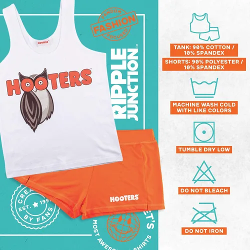 Miniatura 2 de Ripple Junction El traje de Hooters para mujer incluye camiseta blanca y pantalón corto naranja con licencia oficial blancoanaranjado