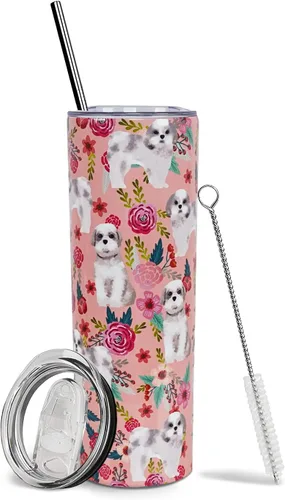 Miniatura 57 de Dachshund - Vaso de viaje aislado de acero inoxidable de 20 onzas con asa y pajilla, regalo para mujer, para el Día de la Madre, a prueba de fugas