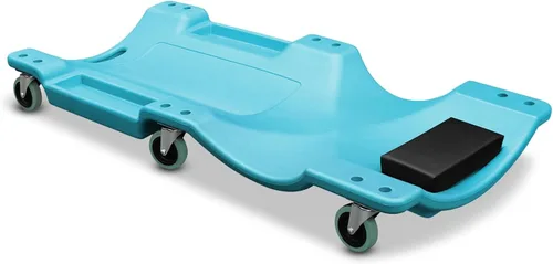 Miniatura 25 de Auto Dynasty Tablilla rodante de 40 pulgadas para reparación mecánica automotriz en el garaje, de perfil bajo, con luz LED y reposacabezas Negro