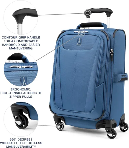Miniatura 181 de Travelpro Maxlite 5 - Juego de 2 piezas de equipaje de mano de tela, expandibles con 4 ruedas giratorias, bolso blando para debajo del asiento, Negro