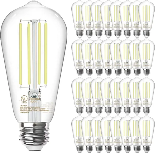 Miniatura 13 de TJOY Paquete de 4 bombillas LED Edison ámbar vintage, equivalente a 60 W, regulables, 8 W, 800 lúmenes, blanco suave de 2200 K, ST58, bombillas