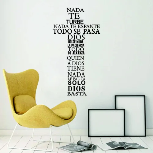 Miniatura 6 de Nada te turbe" - Adhesivo de pared "Solo Dios Basta", decoración de pared, calcomanía de pared con cita en español para decoración familiar