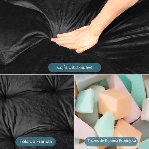 Miniatura 4 de Colchón de Futón de Tamaño Completo 6", de Franela, Plegable para Adultos, Colchón de Futón para Piso, Relleno de Espuma Triturada de Alta Densidad