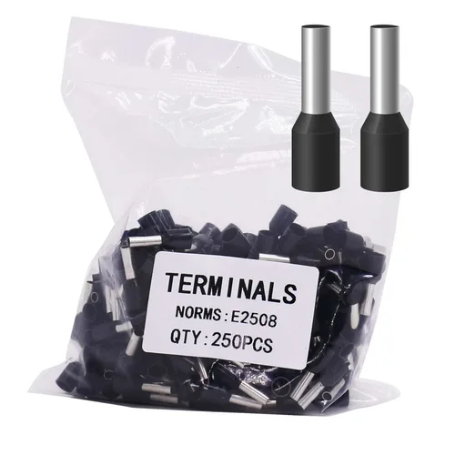 Miniatura 40 de Fidioto AWG12 Casquillos de Alambre Terminales, juego de 250 piezas AWG12 Conector de Terminal de Alambre con Pin Aislado para Terminales de Punta