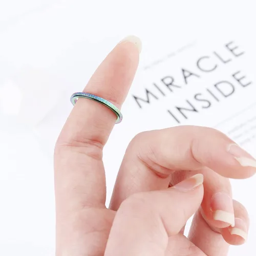 Miniatura 5 de Diamday Anillos para la ansiedad para mujeres y hombres, 2 0.157 in, anillo giratorio de acero de titanio para aliviar la ansiedad y el estrés