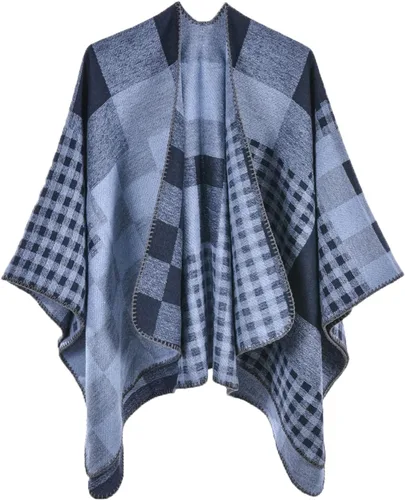 Miniatura 21 de KirGiabo Suéter a Cuadros para Mujer Poncho Capa Abrigo Frente Abierto Manta Chales y Envolturas