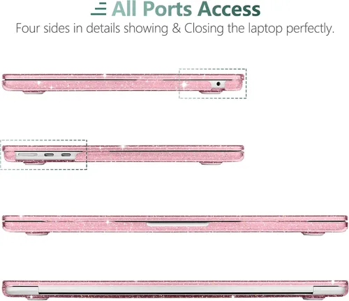 Miniatura 7 de TWOLSKOO Compatible con funda para MacBook Air M4 de 15 pulgadas versión 2025-2023 M4 A3241 M3 A3114 M2 A2941, carcasa rígida de plástico y rosado