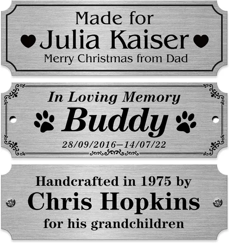 Miniatura 14 de Caramel Sweet Life Placas de nombre personalizadas, placa negra grabada con texto dorado, placas de trofeo grabadas, placa de nombre personalizada