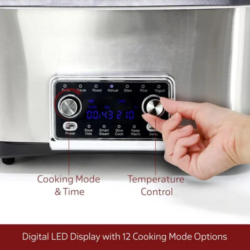 Miniatura 4 de Olla múltiple de lujo 12 en 1 de 8 cuartos con función Sous Vide, olla a presión eléctrica programable con olla antiadherente, tapa de vidrio