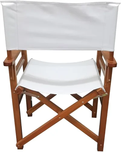 Miniatura 6 de 2-Piece Set of White Wood Canvas Folding Chairs - Natural Populus Wood, Foldable Design & Sturdy Construction, Breathable Seat for Comfort, Easy to