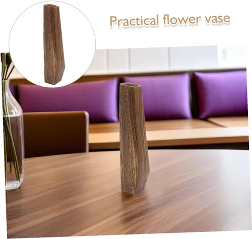 Miniatura 7 de Wakauto Jarrones de madera oblongos rústicos altos para piso, moderno centro de mesa de granja, jarrón decorativo de madera natural, soporte