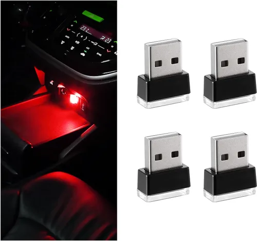 Miniatura 11 de 4 PCS Lámpara de Atmósfera Interior de Coche LED USB, Mini Luz Nocturna LED Portátil, Kit de Iluminación Ambiental de Maletero con Interfaz USB