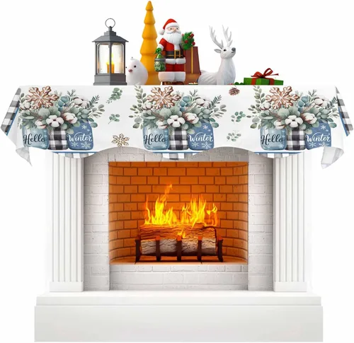 Miniatura 12 de Funda para bufanda de chimenea de eucalipto, girasol, mantel superior, bufanda para Navidad, Halloween, Acción de Gracias, otoño, decoración