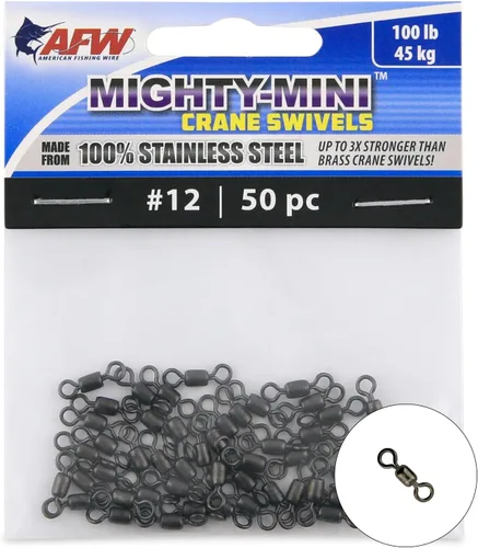 Miniatura 24 de American Fishing Wire Mighty Mini grúa giratoria, línea de pesca esencial, equipo de pesca compacto, giro de agua salada, giro de acero inoxidable