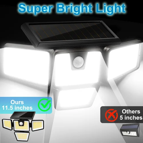 Miniatura 4 de AmeriTop Luces Solares para Exteriores, Paquete de 2 Luces LED de Alto Brillo Inalámbricas con Sensor de Movimiento Solar; 4 Cabezales Ajustables