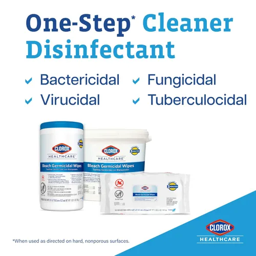 Miniatura 2 de Clorox Healthcare Toallitas Germicidas con Lejía, 12" x 12", Recarga para Cubo, Bolsa de 110 Unidades (El Paquete Puede Variar)