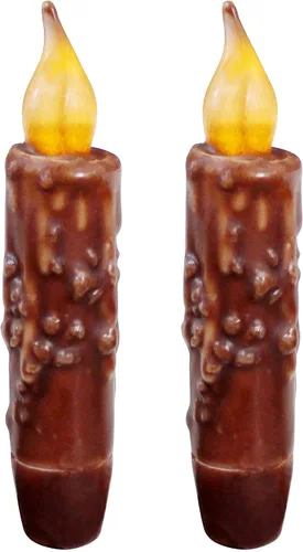 Miniatura 19 de CVHOMEDECO. Velas de cera real sumergidas a mano con temporizador LED con pilas, velas cónicas sin llama primitivas del país, 4-3/4 pulgadas, negro