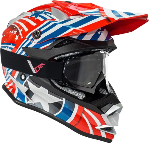 Miniatura 4 de VCAN VX38 Casco para adultos ATV Motocross todoterreno, bicicleta de tierra, motocicleta de descenso con gafa, aprobado por