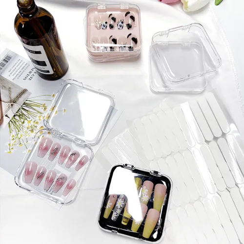 Miniatura 8 de 12 cajas de almacenamiento de uñas postizas con 60 piezas de cinta adhesiva de doble cara, caja de exhibición de uñas acrílicas, caja organizadora