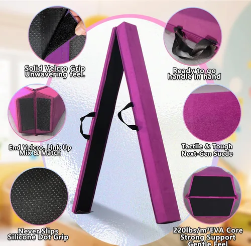Miniatura 3 de Viga de equilibrio plegable de 6 pies/9 pies para niños de 3 a 15 años - Viga de suelo de gimnasia plegable, antideslizante, bolsa de transporte